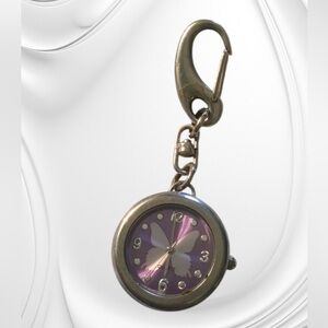 Butterfly Design Keychain Watch - Purple